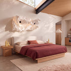 Wente Floating Bed Frame, Japanese Low Profile Bed with Removable Upholstered Headboard or Headboardless Floor Bed