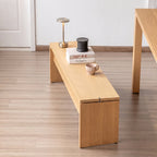 H Bench, Wood Dining Bench in Oak Veneer with Panel Legs, Backless Bench for End of Bed or Entryway, 4 Lengths
