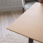 Albo Writing Desk with Drawers, White Oak Veneer Top with Brushed Steel Frame