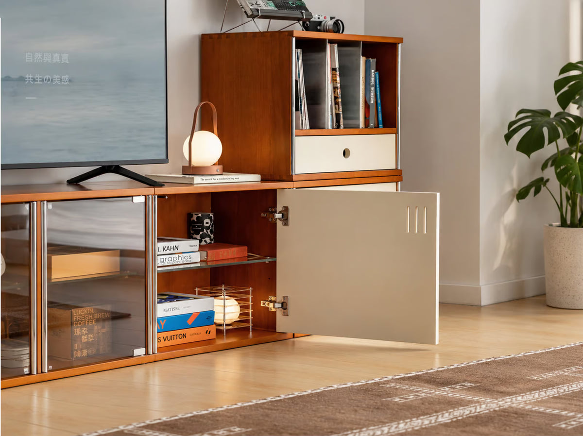 A display module with a shelf that moves