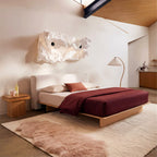 Wente Floating Bed Frame, Japanese Low Profile Bed with Removable Upholstered Headboard or Headboardless Floor Bed
