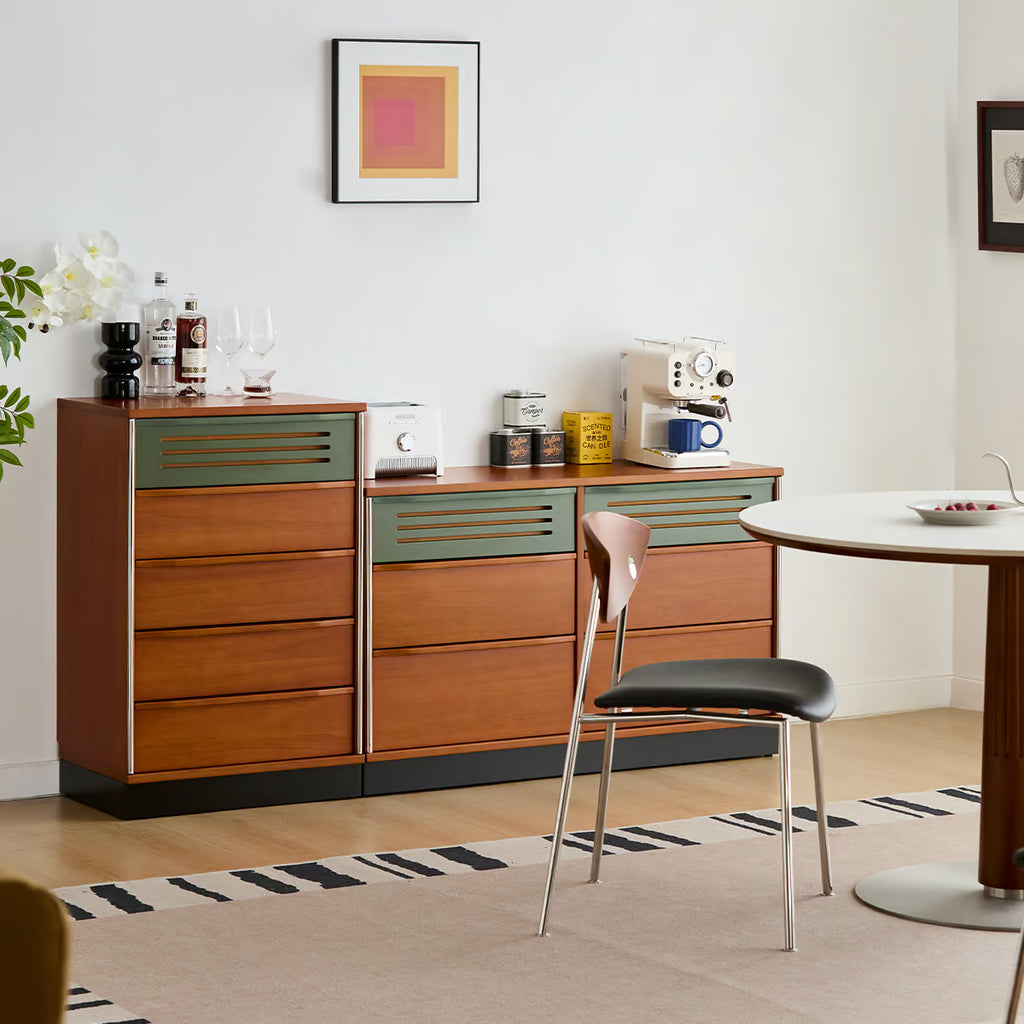 Solid Wood 5 Drawer Dresser, Mid Century Tall Chest of Drawers with Jewelry Tray