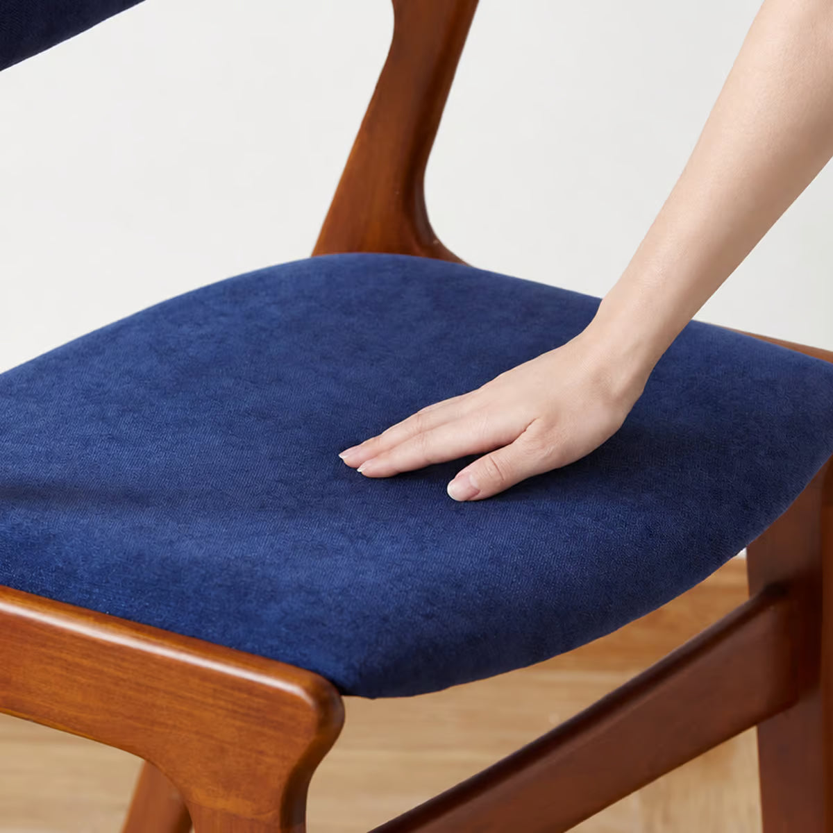 Danish Style Z Chair, Upholstered Dining Chair with Arms in Beech Wood and Chenille