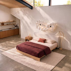 Wente Floating Bed Frame, Japanese Low Profile Bed with Removable Upholstered Headboard or Headboardless Floor Bed