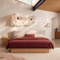 Wente Floating Bed Frame, Japanese Low Profile Bed with Removable Upholstered Headboard or Headboardless Floor Bed