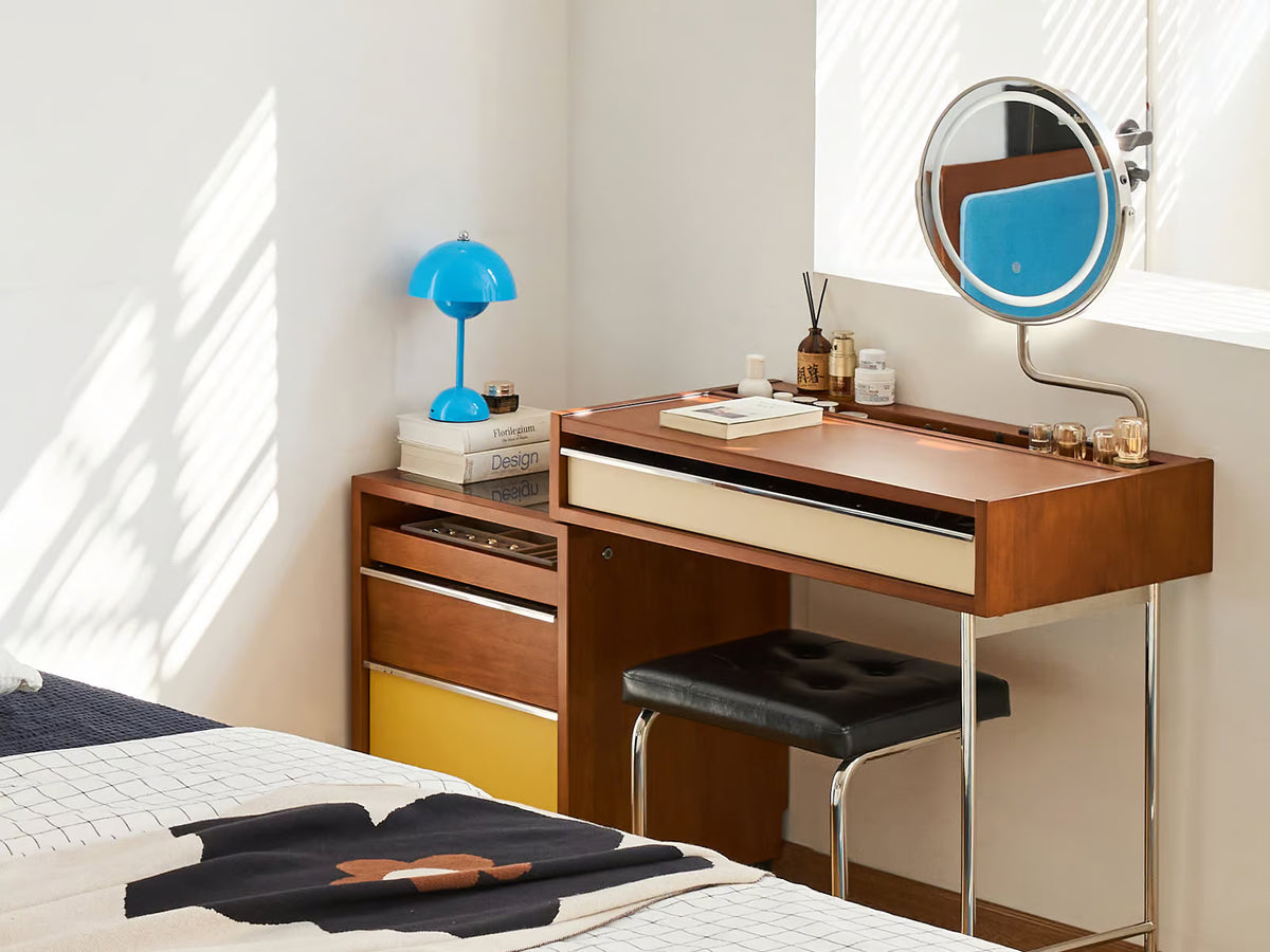 A mid century color pairing that lifts the room