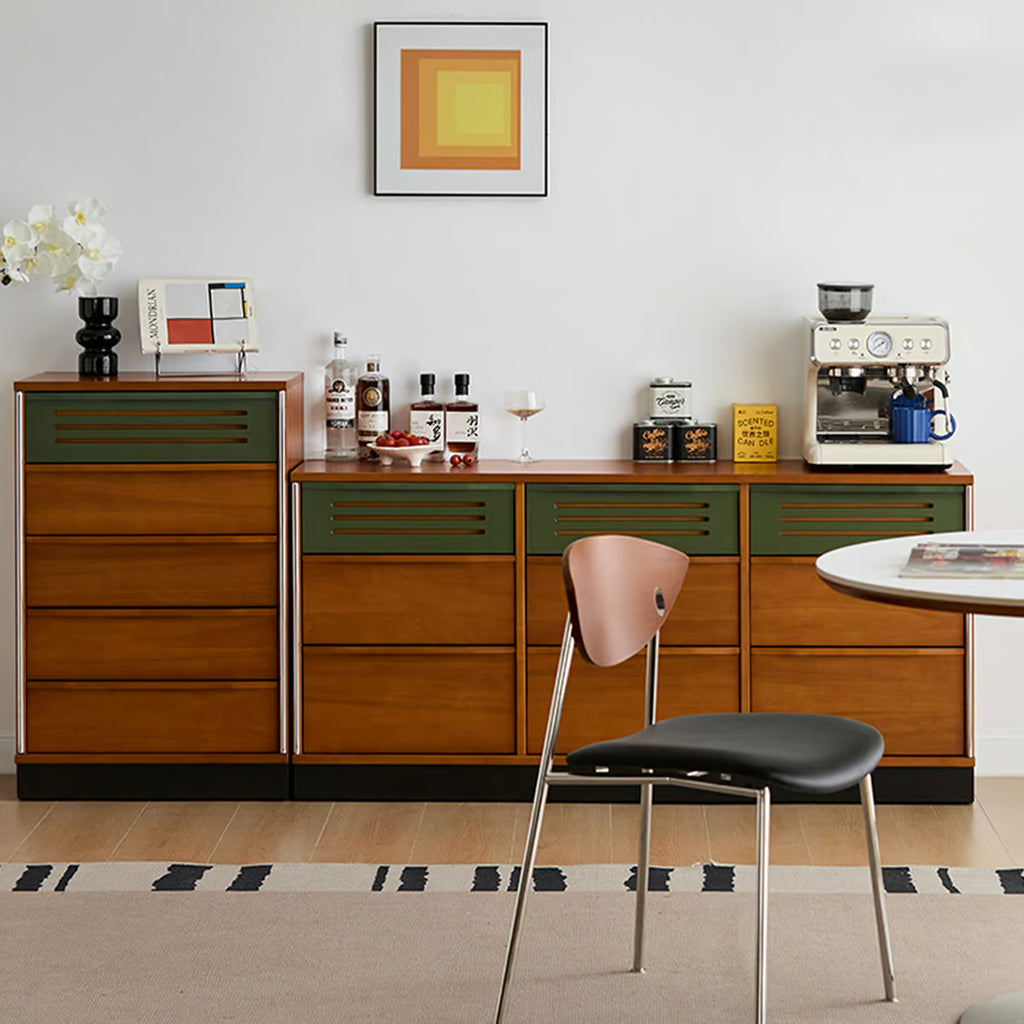 Solid Wood 5 Drawer Dresser, Mid Century Tall Chest of Drawers with Jewelry Tray