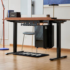 Solid Wood Electric Standing Desk with Drawers, Dual Motor Height Adjustable Desk for Home Office