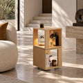 Aire Small Rotating Bookshelf, Swivel Cube Nightstand in White Oak Veneer