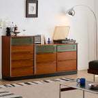 6 Drawer Double Dresser, Mid Century Modern Low Wide Chest of Drawers with Vented Drawer Fronts