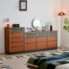 Solid Wood 5 Drawer Dresser, Mid Century Tall Chest of Drawers with Jewelry Tray