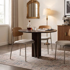 Airi Modern Dining Chair, White Oak Veneer Back with Stainless Steel Legs, Armless and Stackable