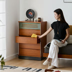 Solid Wood 5 Drawer Dresser, Mid Century Tall Chest of Drawers with Jewelry Tray