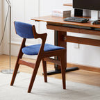 Danish Style Z Chair, Upholstered Dining Chair with Arms in Beech Wood and Chenille